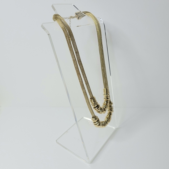 Crown Trifari Gold Tone Double-Strand Mesh Rope Vintage Necklace - Picture 6 of 9